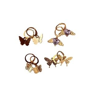 Four Pairs Butterfly Earrings